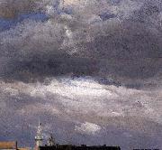johann christian Claussen Dahl Cloud Study, Thunder Clouds over the Palace Tower at Dresden France oil painting artist
